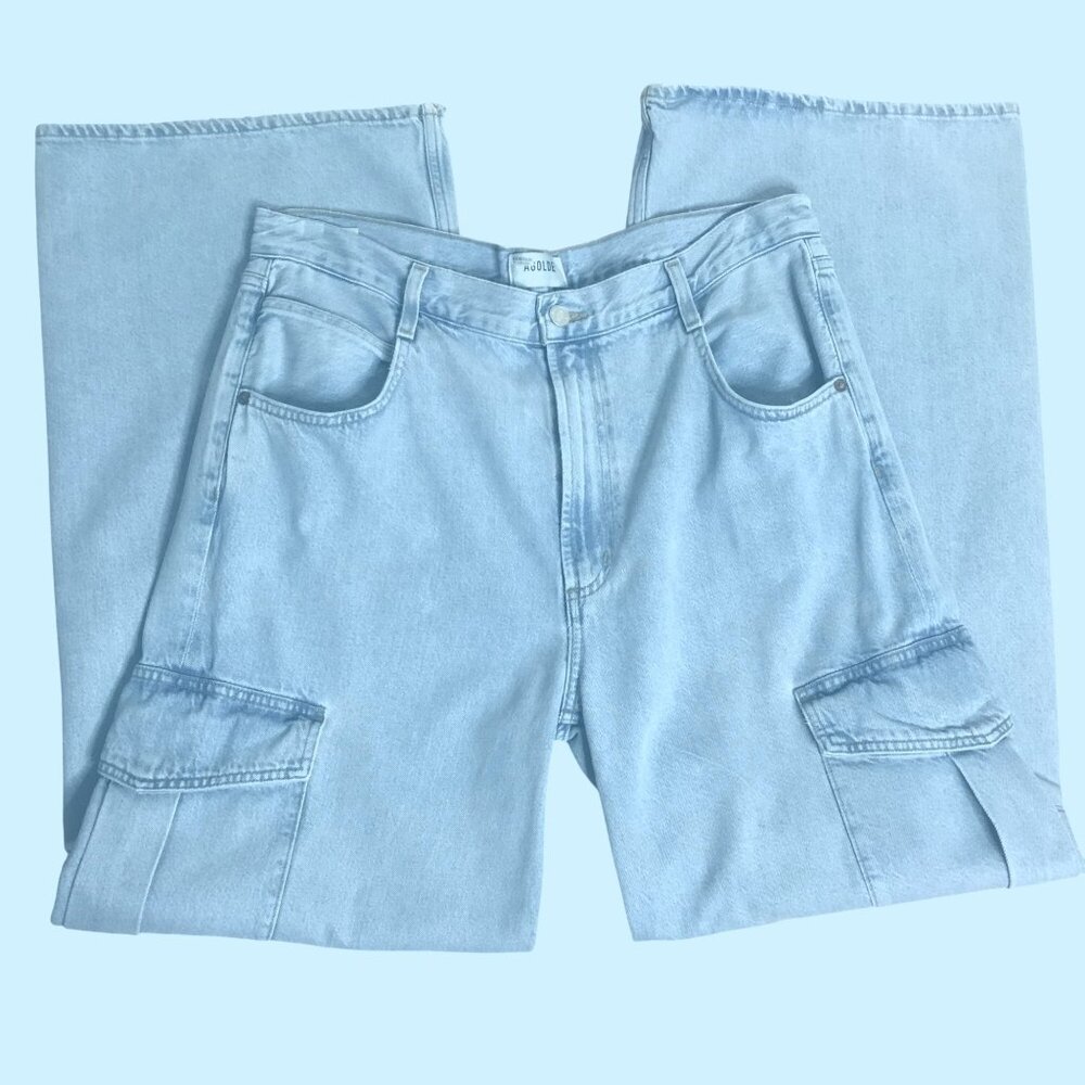 AGOLDE Minka Wide Leg Cargo Pocket Denim Jeans Light Blue High Rise 30 x 31 - Picture 2 of 12